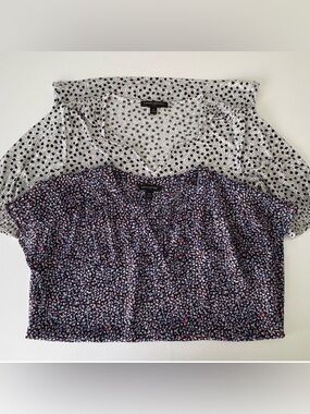 Banana Republic Blouse Bundle XS Polka Dot & Floral Print Tops (2)